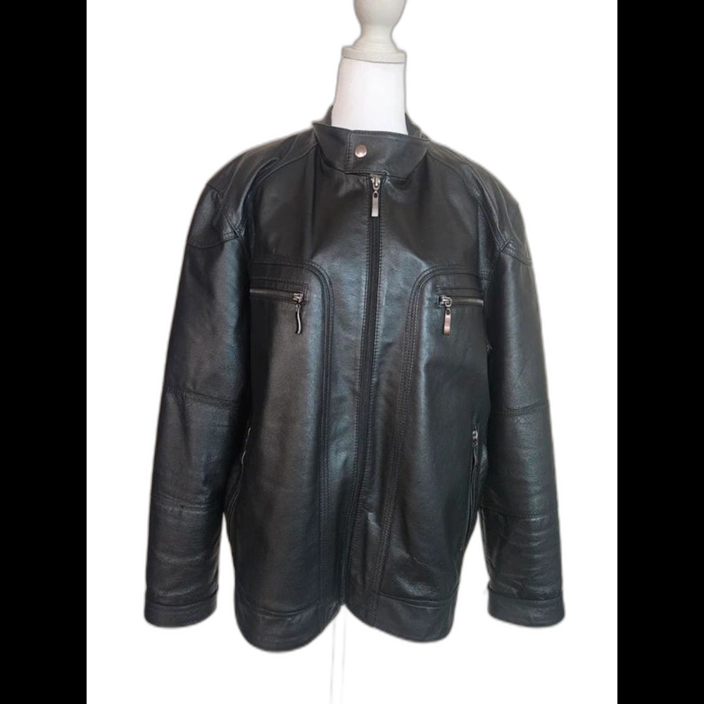 "Vintage Black Leather Motorcycle Jacket, Niko Leather, size M